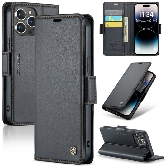 For iPhone 14 Pro Max CaseMe 023 Butterfly Buckle Litchi Texture RFID Anti-theft Leather Phone Case(Black) - iPhone 14 Pro Max Cases by CaseMe | Online Shopping South Africa | PMC Jewellery | Buy Now Pay Later Mobicred