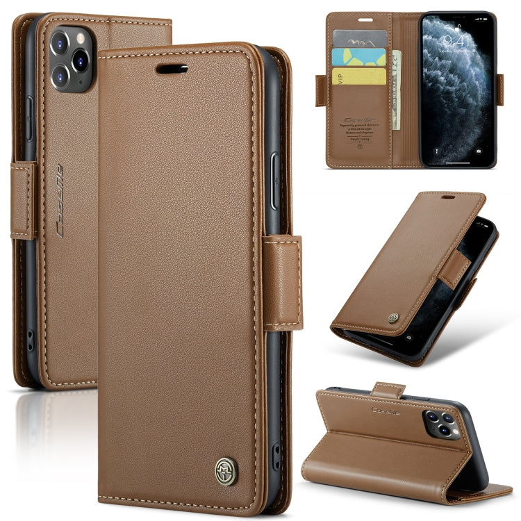 For iPhone 11 Pro Max CaseMe 023 Butterfly Buckle Litchi Texture RFID Anti-theft Leather Phone Case(Brown) - iPhone 11 Pro Max Cases by CaseMe | Online Shopping South Africa | PMC Jewellery