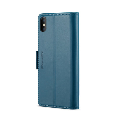 For iPhone XS CaseMe 023 Butterfly Buckle Litchi Texture RFID Anti-theft Leather Phone Case(Blue) - More iPhone Cases by CaseMe | Online Shopping South Africa | PMC Jewellery