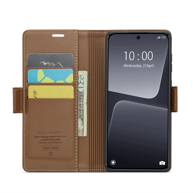 For Xiaomi 13 CaseMe 023 Butterfly Buckle Litchi Texture RFID Anti-theft Leather Phone Case(Brown) - Xiaomi Cases by CaseMe | Online Shopping South Africa | PMC Jewellery | Buy Now Pay Later Mobicred