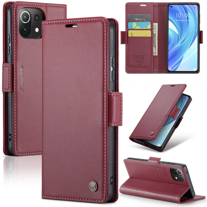 For Xiaomi Mi 11 Lite CaseMe 023 Butterfly Buckle Litchi Texture RFID Anti-theft Leather Phone Case(Wine Red) - Xiaomi Cases by CaseMe | Online Shopping South Africa | PMC Jewellery | Buy Now Pay Later Mobicred