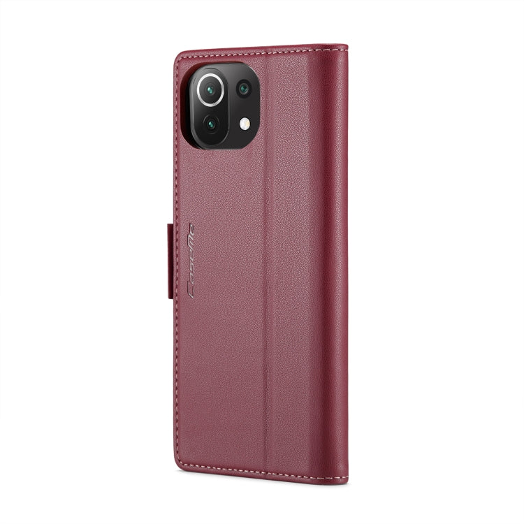 For Xiaomi Mi 11 Lite CaseMe 023 Butterfly Buckle Litchi Texture RFID Anti-theft Leather Phone Case(Wine Red) - Xiaomi Cases by CaseMe | Online Shopping South Africa | PMC Jewellery | Buy Now Pay Later Mobicred