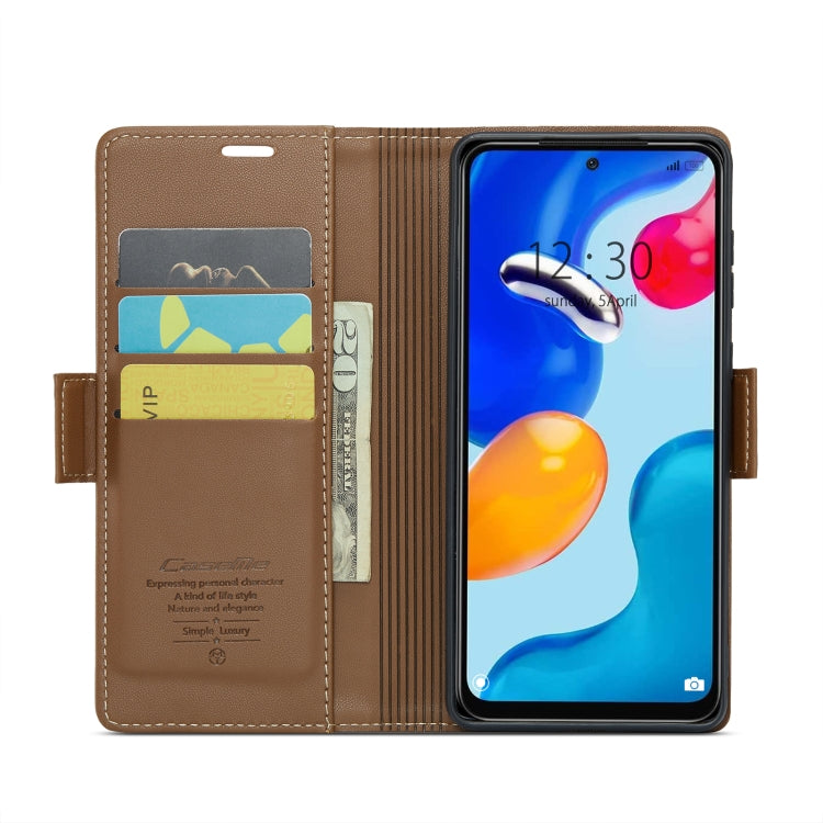 For Xiaomi Redmi Note 11 4G Global/Note 11S Global CaseMe 023 Butterfly Buckle Litchi Texture RFID Anti-theft Leather Phone Case(Brown) - Xiaomi Cases by CaseMe | Online Shopping South Africa | PMC Jewellery