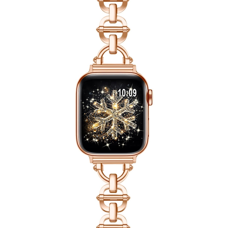 Ladder Buckle Metal Watch Band For Apple Watch 7 45mm(Rose Gold) - Watch Bands by PMC Jewellery | Online Shopping South Africa | PMC Jewellery