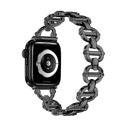 Ladder Buckle Metal Watch Band For Apple Watch 38mm(Black) - Watch Bands by PMC Jewellery | Online Shopping South Africa | PMC Jewellery