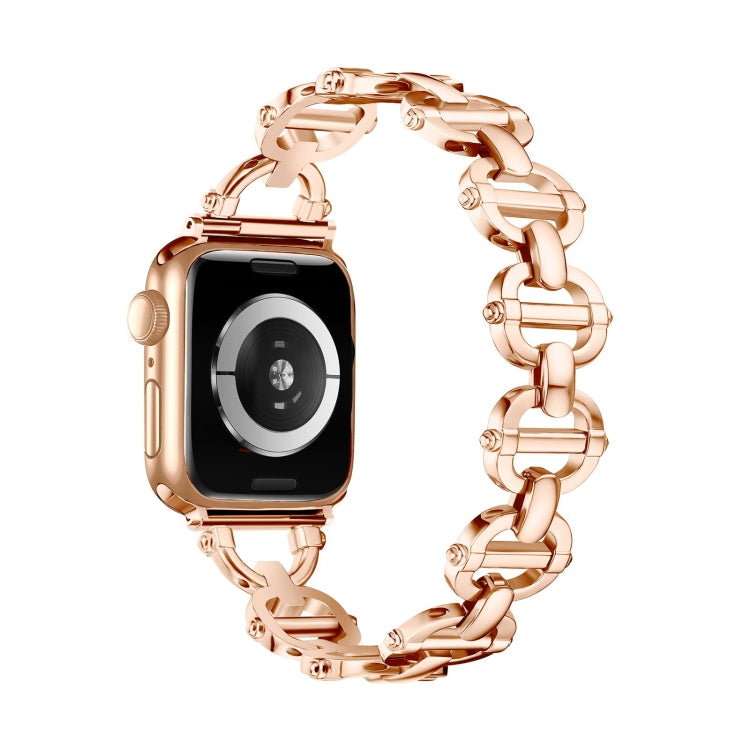 Ladder Buckle Metal Watch Band For Apple Watch 42mm(Rose Gold) - Watch Bands by PMC Jewellery | Online Shopping South Africa | PMC Jewellery