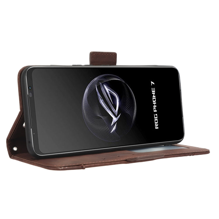 For ASUS ROG Phone 7 Skin Feel Calf Texture Card Slots Leather Phone Case(Brown) - ASUS Cases by PMC Jewellery | Online Shopping South Africa | PMC Jewellery