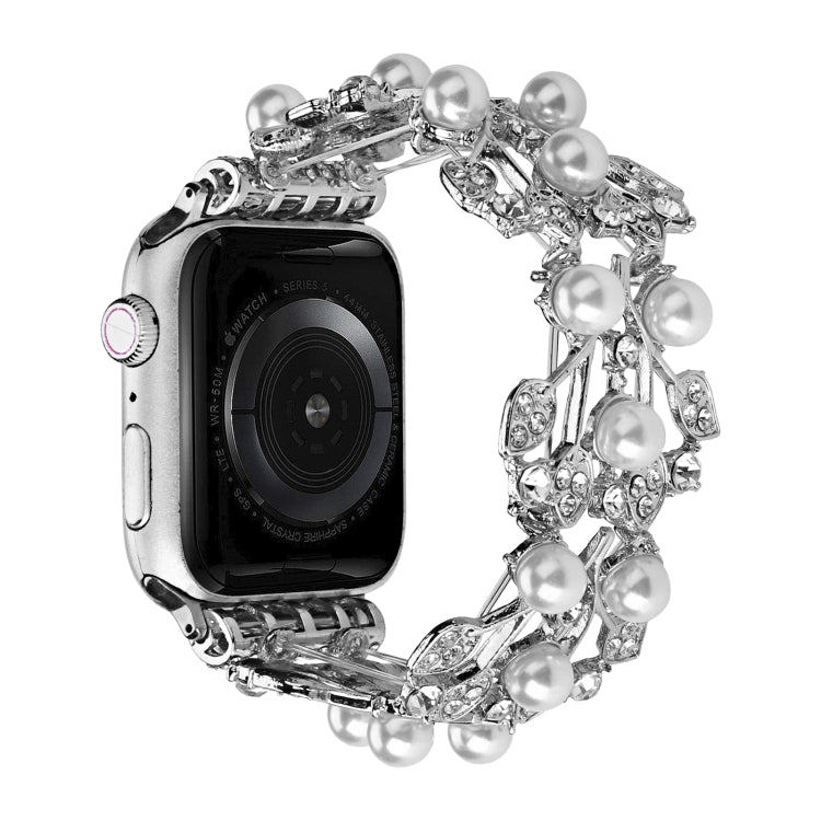 Four-leaf Bead Metal Watch Band For Apple Watch SE 2022 40mm(Silver) - Watch Bands by PMC TechLife | Online Shopping South Africa | PMC TechLife