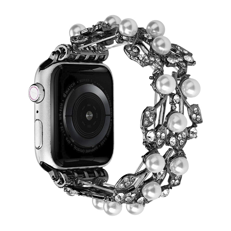 Four-leaf Bead Metal Watch Band For Apple Watch SE 40mm(Black) - Watch Bands by PMC TechLife | Online Shopping South Africa | PMC TechLife