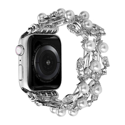 Four-leaf Bead Metal Watch Band For Apple Watch 6 40mm(Silver) - Watch Bands by PMC Jewellery | Online Shopping South Africa | PMC Jewellery