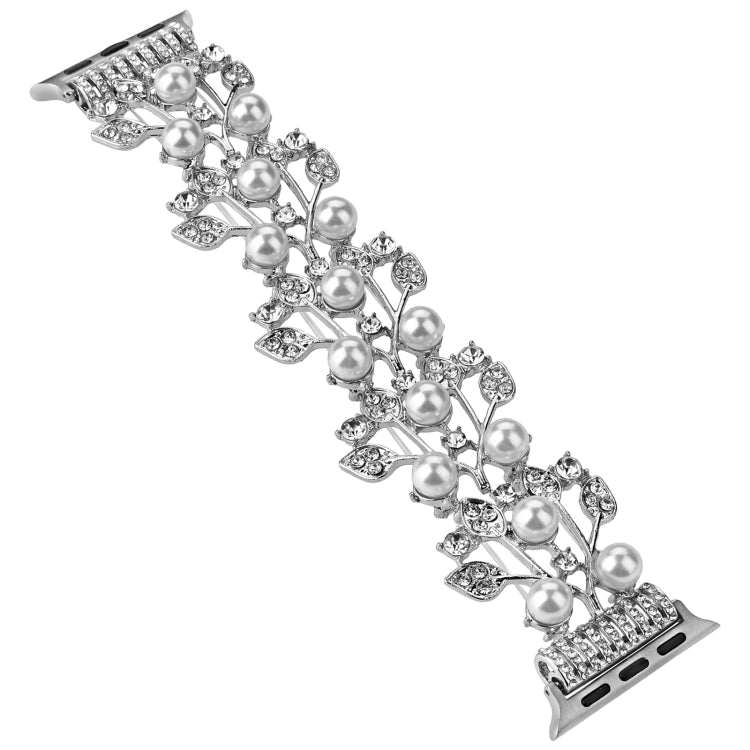 Four-leaf Bead Metal Watch Band For Apple Watch 5 44mm(Silver) - Watch Bands by PMC Jewellery | Online Shopping South Africa | PMC Jewellery