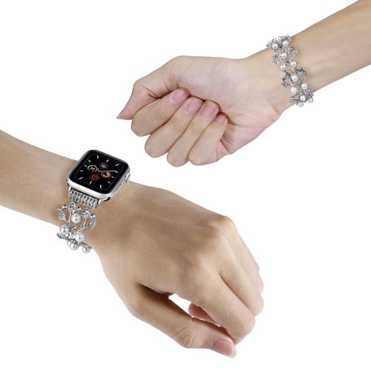Four-leaf Bead Metal Watch Band For Apple Watch 4 40mm(Silver) - Watch Bands by PMC TechLife | Online Shopping South Africa | PMC TechLife