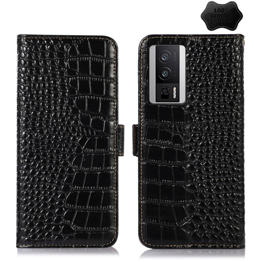 For Xiaomi Redmi K60 / K60 Pro 5G / Poco F5 Pro Crocodile Top Layer Cowhide Leather Phone Case(Black) - Xiaomi Cases by PMC Jewellery | Online Shopping South Africa | PMC Jewellery