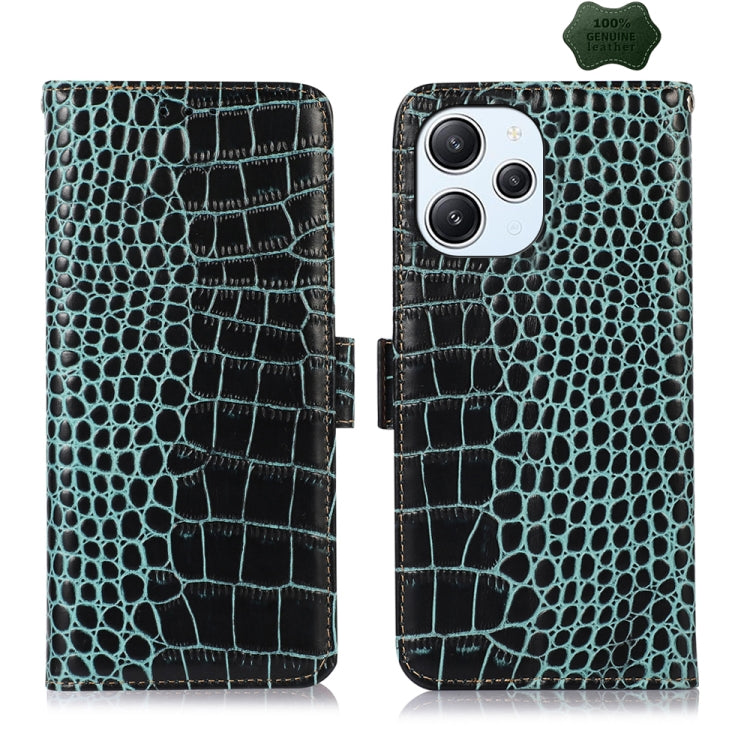 For Xiaomi Redmi 12 Crocodile Top Layer Cowhide Leather Phone Case(Green) - Xiaomi Cases by PMC Jewellery | Online Shopping South Africa | PMC Jewellery