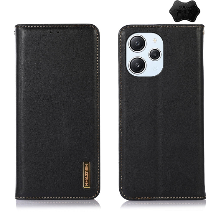 For Xiaomi Redmi 12 KHAZNEH Nappa Top Layer Cowhide Leather Phone Case(Black) - Xiaomi Cases by PMC Jewellery | Online Shopping South Africa | PMC Jewellery