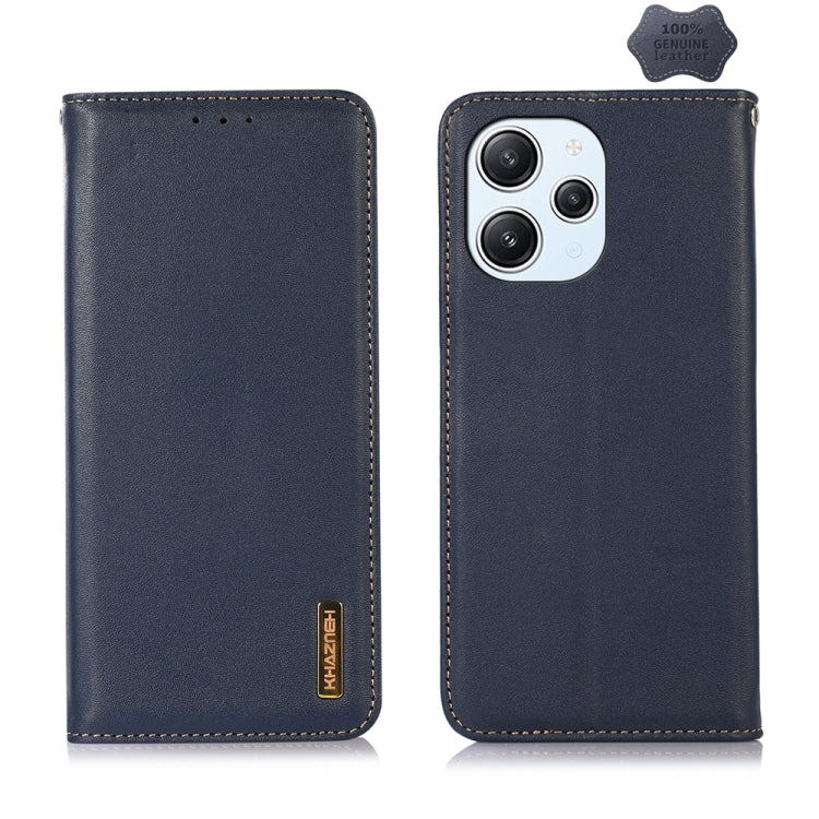 For Xiaomi Redmi 12 KHAZNEH Nappa Top Layer Cowhide Leather Phone Case(Blue) - Xiaomi Cases by PMC Jewellery | Online Shopping South Africa | PMC Jewellery