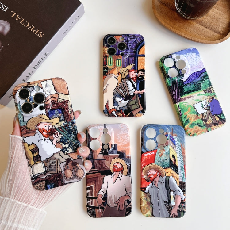 For iPhone 13 Pro Precise Hole Oil Painting Pattern PC Phone Case(Tower) - iPhone 13 Pro Cases by PMC Jewellery | Online Shopping South Africa | PMC Jewellery