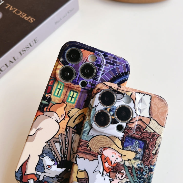 For iPhone 14 Precise Hole Oil Painting Pattern PC Phone Case(Puppy) - iPhone 14 Cases by PMC Jewellery | Online Shopping South Africa | PMC Jewellery