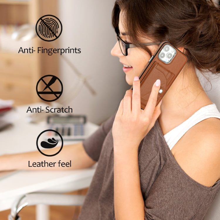 For iPhone 14 Pro Max Shockproof Leather Phone Case with Card Holder(Brown) - free shipping - PMC TechLife - Order now!