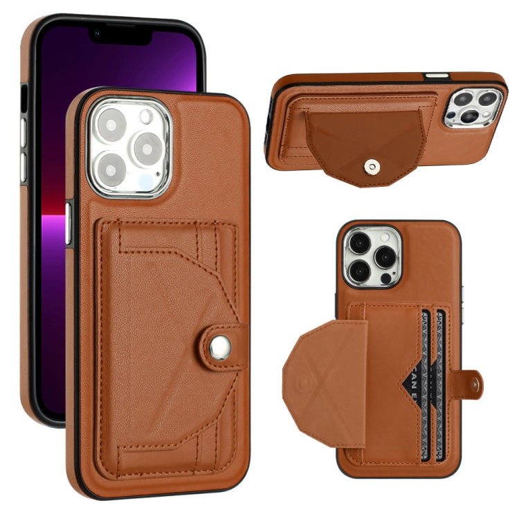 For iPhone 13 Pro Max Shockproof Leather Phone Case with Card Holder(Brown) - iPhone 13 Pro Max Cases by PMC Jewellery | Online Shopping South Africa | PMC Jewellery