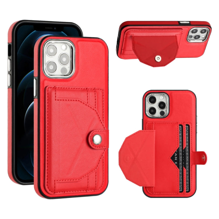 For iPhone 12 / 12 Pro Shockproof Leather Phone Case with Card Holder(Red) - iPhone 12 / 12 Pro Cases by PMC Jewellery | Online Shopping South Africa | PMC Jewellery