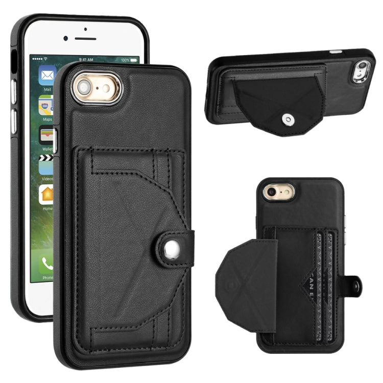 For iPhone SE 2022/SE 2020/6/7/8 Shockproof Leather Phone Case with Card Holder(Black) - free shipping - PMC TechLife - Order now!