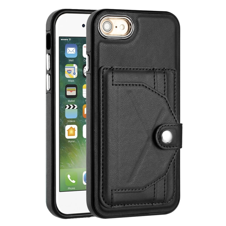 For iPhone SE 2022/SE 2020/6/7/8 Shockproof Leather Phone Case with Card Holder(Black) - free shipping - PMC TechLife - Order now!
