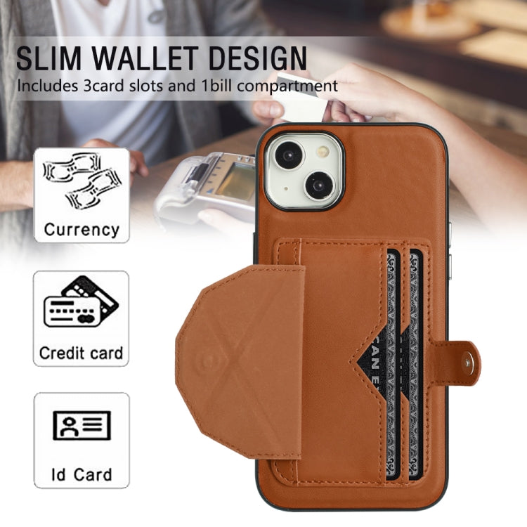 For iPhone 15 Plus Shockproof Leather Phone Case with Card Holder(Brown) - free shipping - PMC TechLife - Order now!