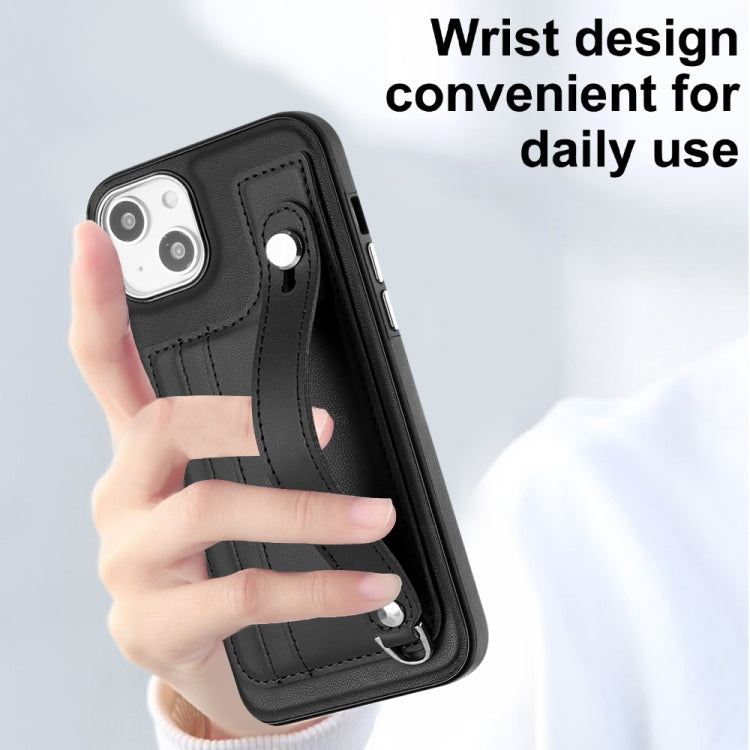 For iPhone 14 Shockproof Leather Phone Case with Wrist Strap(Black) - free shipping - PMC TechLife - Order now!