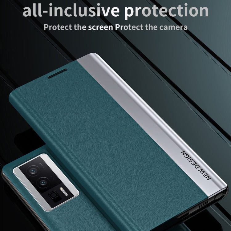 For Xiaomi Poco F5 Pro Side Side Electroplated Magnetic Leather Phone Case(Green) - Xiaomi Cases by PMC Jewellery | Online Shopping South Africa | PMC Jewellery