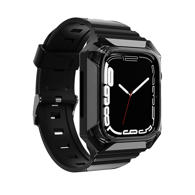 Armor Case Integrated TPU Watch Band For Apple Watch 9 41mm(Black) - Watch Bands by PMC TechLife | Online Shopping South Africa | PMC TechLife