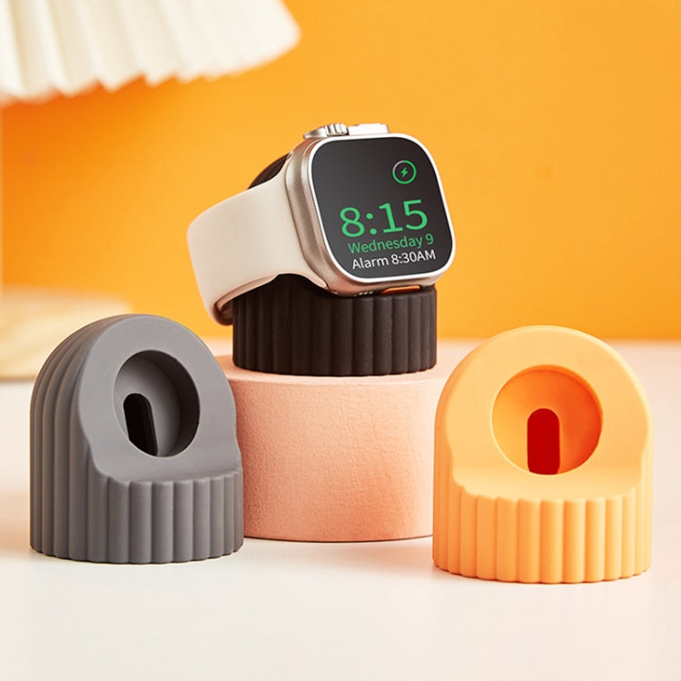 For Apple Watch Wave Pattern Silicone Watch Charging Stand(Grey) - Charger / Holder by PMC Jewellery | Online Shopping South Africa | PMC Jewellery