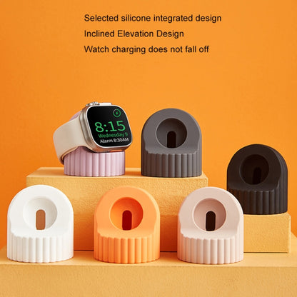 For Apple Watch Wave Pattern Silicone Watch Charging Stand(Silty Sand) - Charger / Holder by PMC Jewellery | Online Shopping South Africa | PMC Jewellery