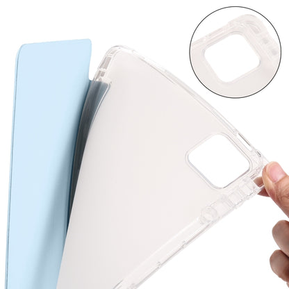 For Xiaomi Pad 6 / 6 Pro 3-fold Clear TPU Smart Leather Tablet Case with Pen Slot(Ice Blue) - More Tablet Cases by PMC Jewellery | Online Shopping South Africa | PMC Jewellery