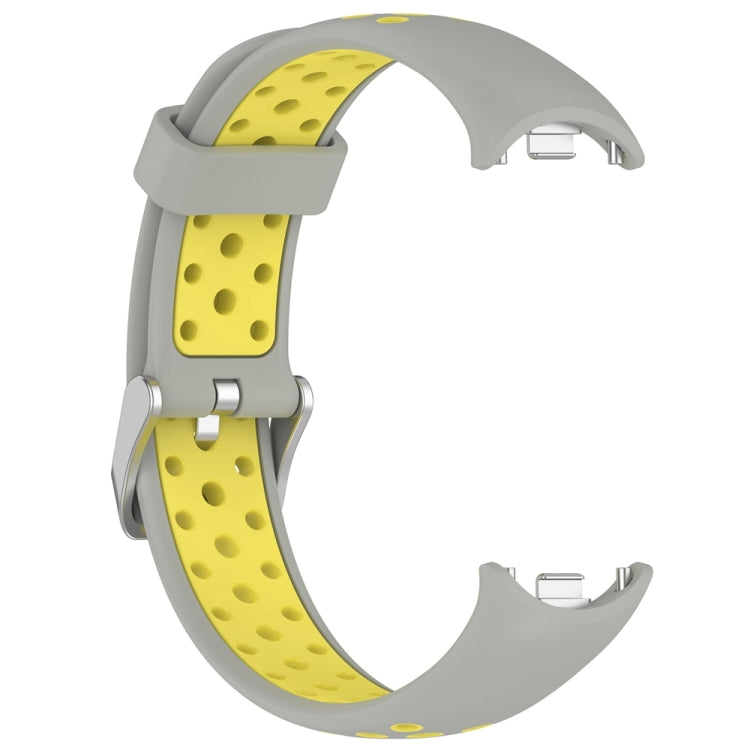 For Xiaomi Mi Band 8 Two-color Steel Plug Silicone Watch Band(Grey Yellow) - Watch Bands by PMC Jewellery | Online Shopping South Africa | PMC Jewellery