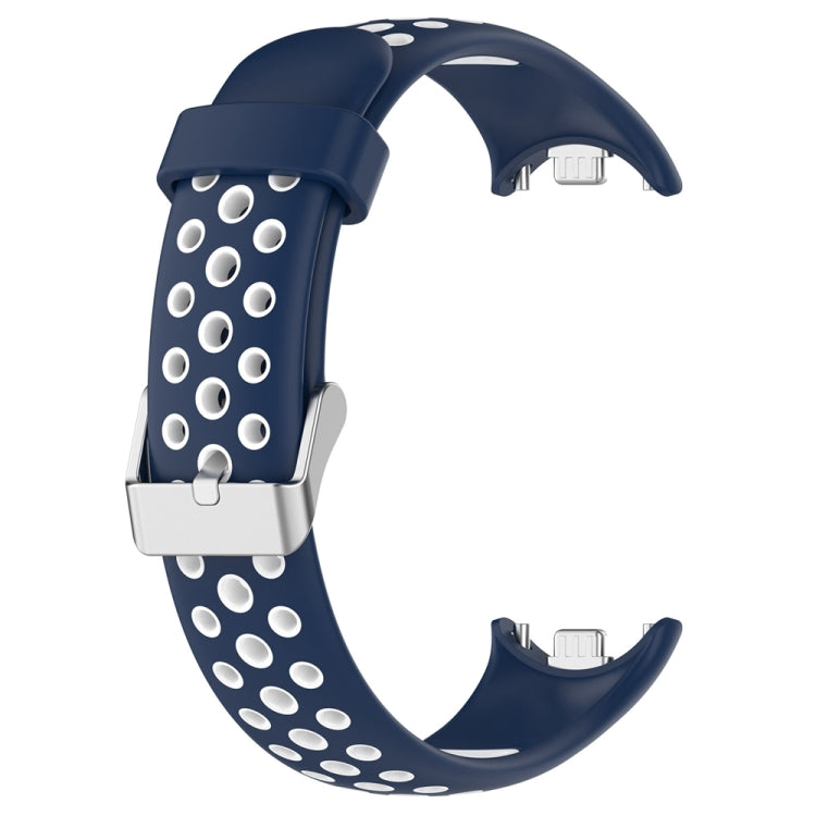 For Xiaomi Mi Band 8 Two-color Steel Plug Silicone Watch Band(Blue White) - Watch Bands by PMC Jewellery | Online Shopping South Africa | PMC Jewellery