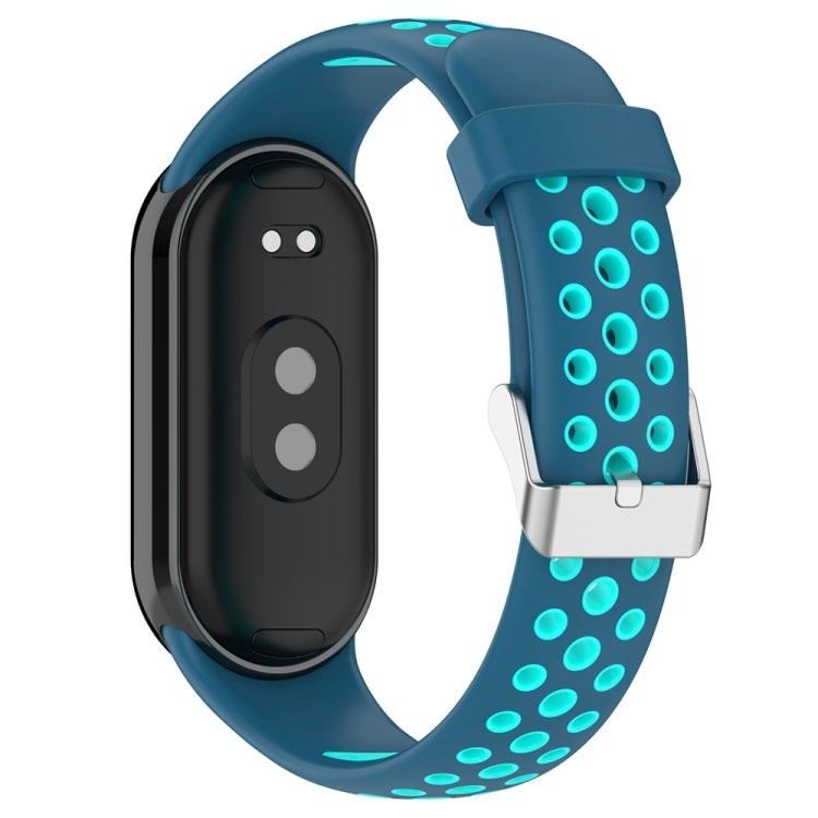 For Xiaomi Mi Band 8 Two-color Steel Plug Silicone Watch Band(Blue Teal) - Watch Bands by PMC Jewellery | Online Shopping South Africa | PMC Jewellery