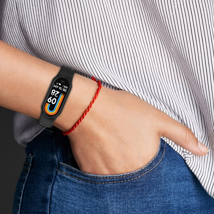 For Xiaomi Mi Band 8 Two-color Steel Plug Silicone Watch Band(Blue Yellow) - Watch Bands by PMC Jewellery | Online Shopping South Africa | PMC Jewellery