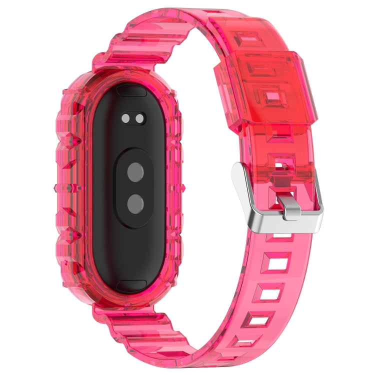 For Xiaomi Mi Band 8 Integrated Transparent Silicone Watch Band(Rose Red) - Watch Bands by PMC Jewellery | Online Shopping South Africa | PMC Jewellery