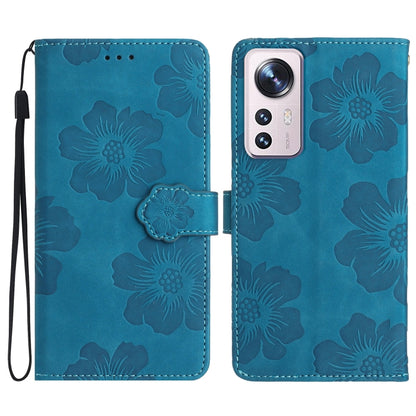 For Xiaomi 12 Lite Flower Embossing Pattern Leather Phone Case(Blue) - Xiaomi Cases by PMC Jewellery | Online Shopping South Africa | PMC Jewellery