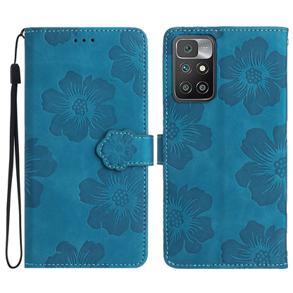 For Xiaomi Redmi 10 Flower Embossing Pattern Leather Phone Case(Blue) - Xiaomi Cases by PMC Jewellery | Online Shopping South Africa | PMC Jewellery