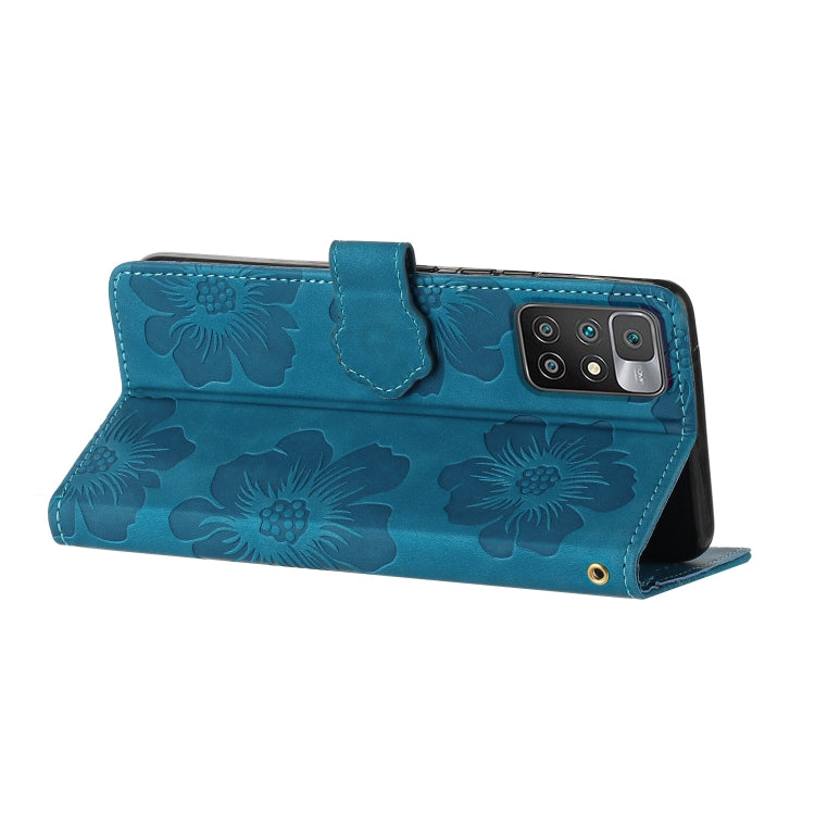 For Xiaomi Redmi 10 Flower Embossing Pattern Leather Phone Case(Blue) - free shipping - PMC TechLife - Order now!