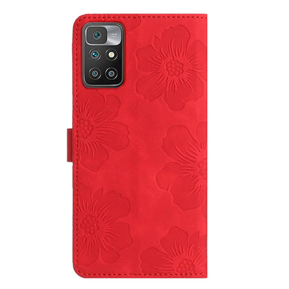 For Xiaomi Redmi 10 Flower Embossing Pattern Leather Phone Case(Red) - Xiaomi Cases by PMC Jewellery | Online Shopping South Africa | PMC Jewellery