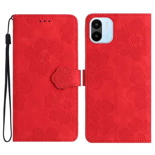 For Xiaomi Redmi A1 Flower Embossing Pattern Leather Phone Case(Red) - Xiaomi Cases by PMC Jewellery | Online Shopping South Africa | PMC Jewellery