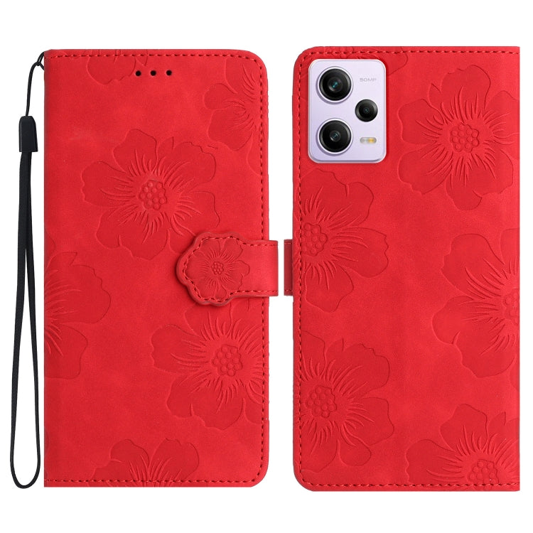 For Xiaomi Redmi Note 12 Pro 5G Flower Embossing Pattern Leather Phone Case(Red) - Note 12 Pro Cases by PMC Jewellery | Online Shopping South Africa | PMC Jewellery