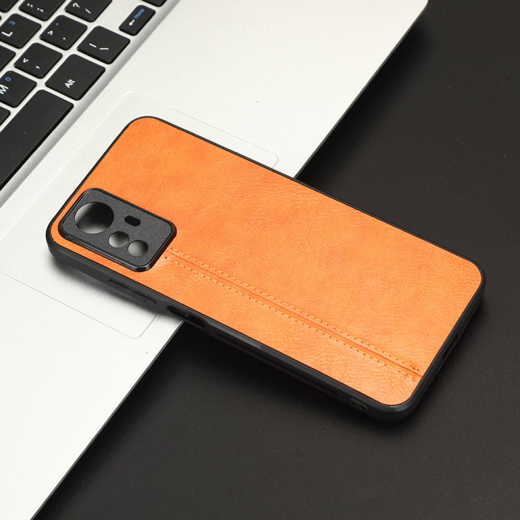 For Xiaomi Redmi Note 12S 4G Sewing Cow Pattern Skin PC + PU + TPU Phone Case(Orange) - free shipping - PMC TechLife - Order now!