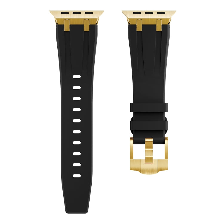 AP Silicone Watch Band For Apple Watch 8 41mm(Gold Black) - Watch Bands by PMC Jewellery | Online Shopping South Africa | PMC Jewellery