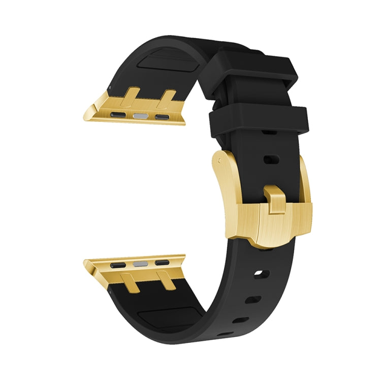 AP Silicone Watch Band For Apple Watch 8 41mm(Gold Black) - Watch Bands by PMC Jewellery | Online Shopping South Africa | PMC Jewellery