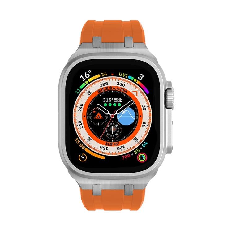AP Silicone Watch Band For Apple Watch SE 2022 44mm(Silver Orange) - Watch Bands by PMC TechLife | Online Shopping South Africa | PMC TechLife