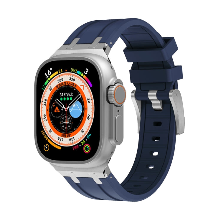 AP Silicone Watch Band For Apple Watch SE 44mm(Silver Blue) - Watch Bands by PMC TechLife | Online Shopping South Africa | PMC TechLife